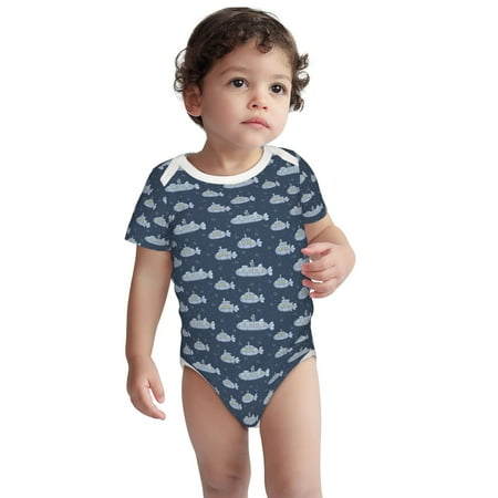 

Kdxio Submarine With Periscope Pattern Unisex Baby Cotton Short Sleeve Bodysuits-2 Years