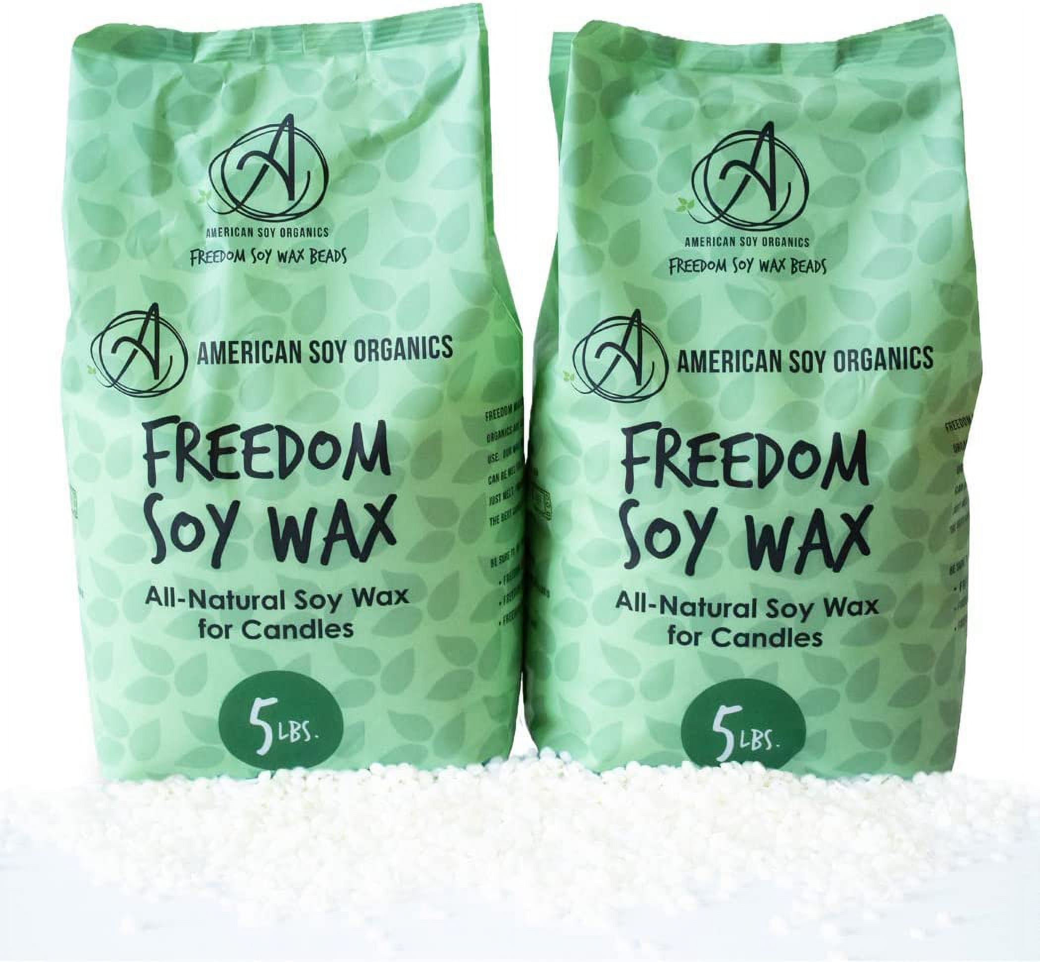 American Soy Organics- 10 lb of Freedom Soy Wax Beads for Candle Making Microwavable Soy Wax Beads Premium Soy Candle Making Supplies 10lb