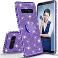thumbnail image 2 of Samsung Galaxy S10 Plus/S10+ Case Cute Ring Stand Glitter Phone Case Cover, Bling Diamond Rhinestone Bumper Sparkly Kickstand Clear Girls Women for Galaxy S10+/S10 Plus - Purple, 2 of 5