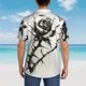 thumbnail image 4 of Fotbe Black And White Rose Camisa Hawaiana para Hombre Unisex – Camisa Casual de Verano con Botones de Manga Corta de Algodón y Lino,Medium, 4 of 7