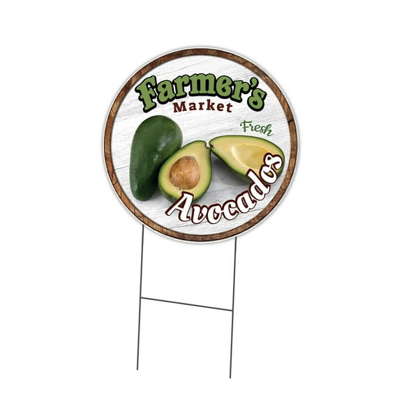 SignMission C-24-CIR-DS-WS- Avocados 24 in. Double Sided Corrugated Circular Plastic Sign - Farmers Market Avocados