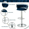 thumbnail image 3 of DREAMSIDEA Swivel Bar Stools Set of 2 Modern Velvet Upholstered High Back Adjustable Bar Chairs with Silver Footrest for Kitchen Counter Square Island, Navy Blue, 3 of 5