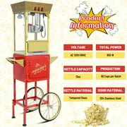 Chicdaze Popcorn Machine with 12 oz Kettle, Makes up to 48 Cups, Vintage-Style Popper with Cart on Wheels for Home