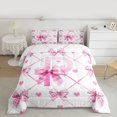 thumbnail image 2 of Homewish Pink Monogrammed P Full Size Comforter Sets for Teen, Cartoon Initial Letter Bedding Comforter Set, Kawaii Love Heart Reversible Bedding Sets, Breathable Home Decor, 3pcs, 2 of 8