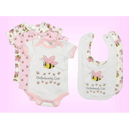 

Cute Baby Girl Bumble Bee Onesie and Bib Set