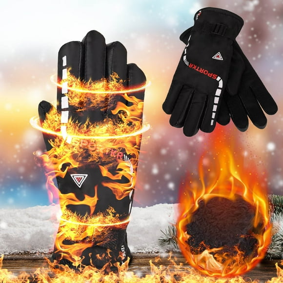 ZZkhGO Winter Cycling Gloves, Thickened Windproof Warm Riding Gloves, Reflective Padded Sports Glove for Outdoor Biking