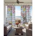 thumbnail image 2 of Easter Blackout Curtains for Bedroom Living Room, Colored Eggs Cute Rabbit Bunny Spring Flowers Blue Plaid 72 In Long Thermal Insulated Room Darkening Drapes Grommet Window Treatments, 52 x 72 In, 2 of 9