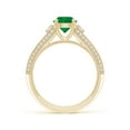 thumbnail image 2 of ANGARA Natural Vintage Inspired Round Emerald & Diamond Three Stone Ring in 14K Yellow Gold for Women (Size-6.5mm) | May Birthstone, Anniversary, Jewelry Gift for Women | Natural Emerald Ring, 2 of 10