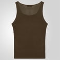 thumbnail image 4 of Telankuip See Through Sleeveless Knit Tank Tops for Men Casual Lightweight Breathable Workout Outdoor T Shirts Soft Comfy Solid Color Gym Muscle Tee 0-Brown M, 4 of 8