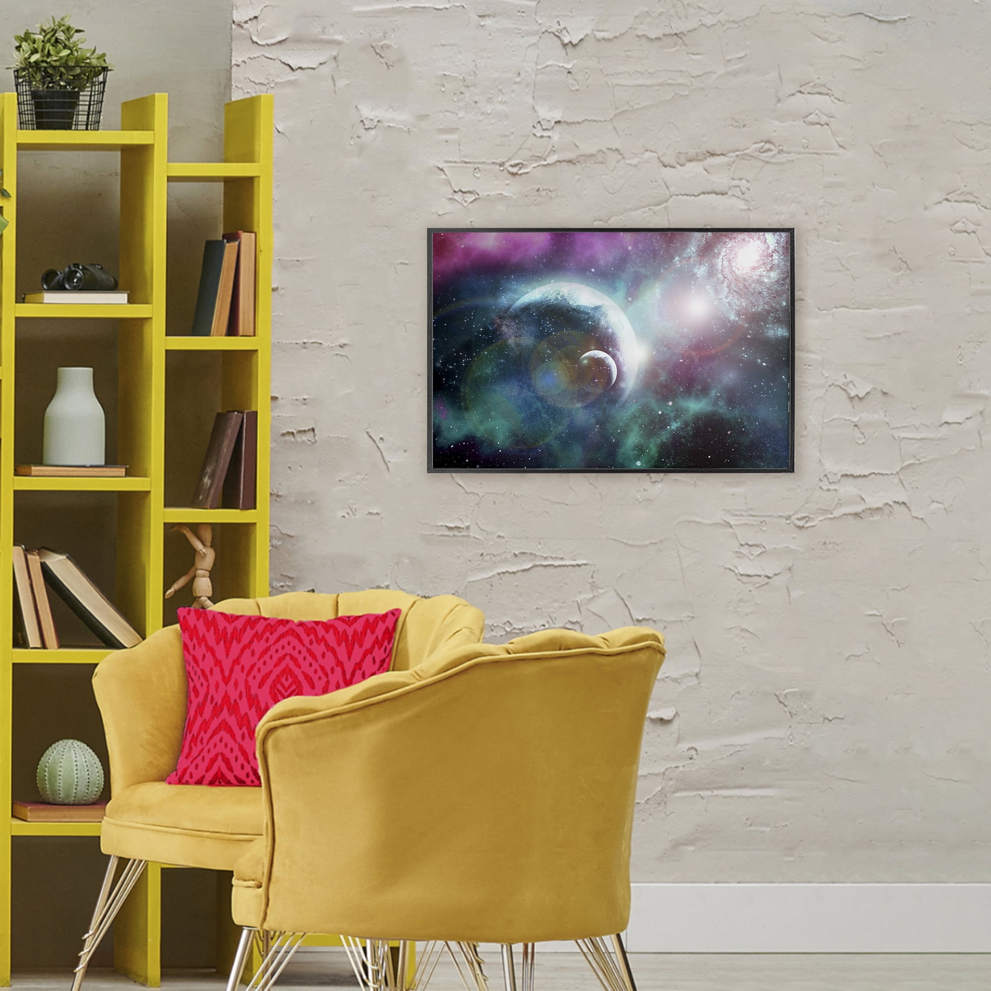 Eclipsing Cosmos Planets Black Framed Giclee Art, design by Ali Chris