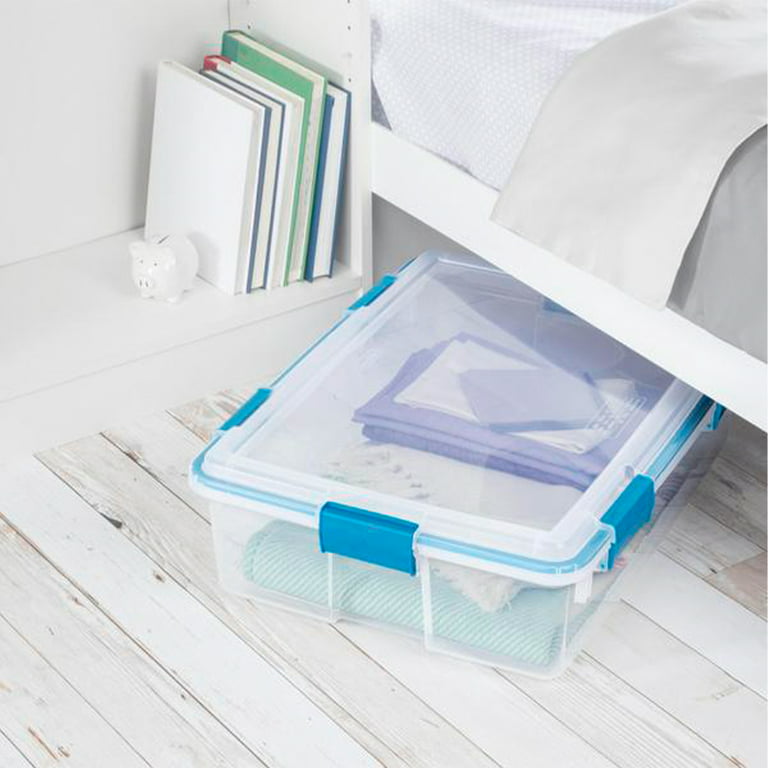 Sterilite 37 Qt Clear Plastic Home Storage Tote Bin with Secure