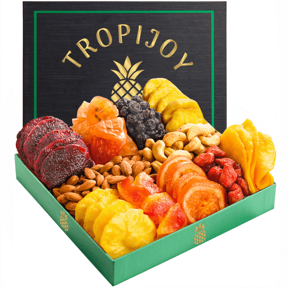 TropiJoy Dried Fruit Basket Gift - 11 Tropical Flavor Soft Dried Fruit Tray Dried Fruit Baskets Gifts | Father Day Gifts Fathers Day Food Gift Basket
