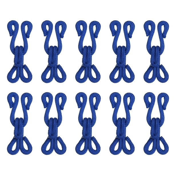 Ganchos y ojos de costura, paquete de 14 ganchos y ojos cubiertos de poliéster para ropa (azul oscuro, longitud de 27 mm)