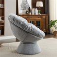 thumbnail image 3 of 360° Papasan Swivel Chair, Swivel Accent Chair with Sturdy Frame and Iron Base, Chenille Upholstered Swivel Barrel Chair, Large Saucer Chair Round Reading Chair for Living Room, Light Grey, 3 of 7