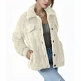 thumbnail image 5 of SYMOID Women’s Beige Oversized Sherpa Jacket - Warm Soft, Button-Front Pockets, Fall Winter (S-XXL),Size M, 5 of 6