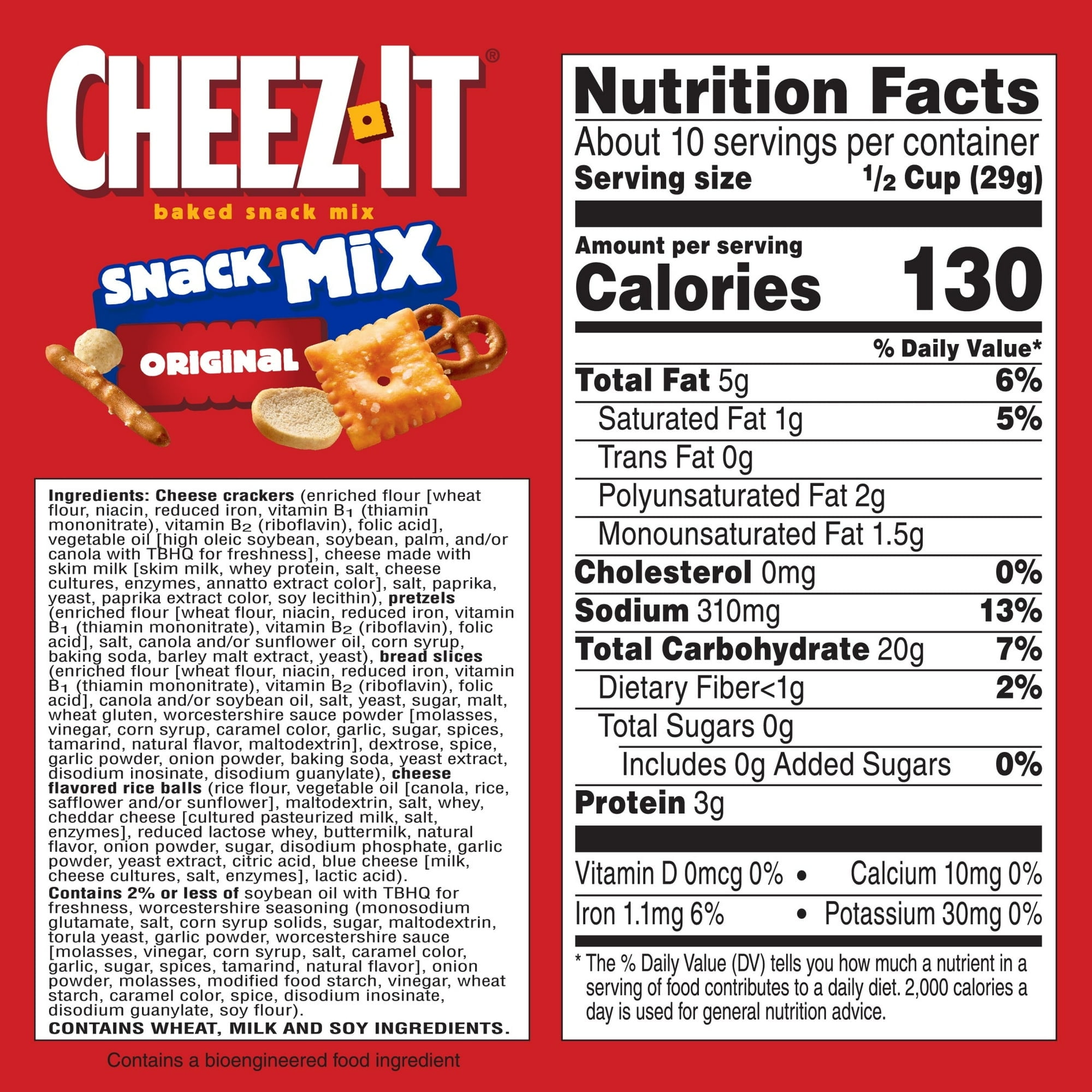 Cheez-It Classic Snack Mix, Lunch Snacks, 10.5 oz(3 Packs)