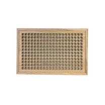 12 Inch x 18 Inch White Oak Hardwood Vent Floor Register Flush Mount with Frame, Eggcrate Style, Unfinished