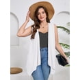 thumbnail image 3 of SHOWMALL Women's Plus Size Summer Shrugs with Pockets Sleeveless High Low Hem Draped White 4X Loose Fit Elegant Blazer Style Boleros Flowy Open Front Lightweight Cardigan, 3 of 8