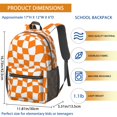 thumbnail image 3 of Orange and White Wavy Checkered Pattern 17" School Backpacks for Teens,Waterproof Oxford Fabric,S-Shape Padded Straps for School,Travel,Hiking,Camping, 3 of 6