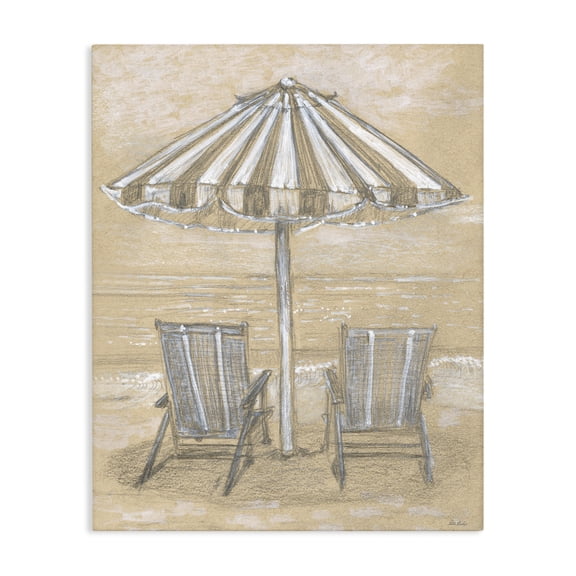 Stupell Industries Coastal Umbrella & Chairs Drawing Canvas Art, 16 x 20, by Patti Bishop