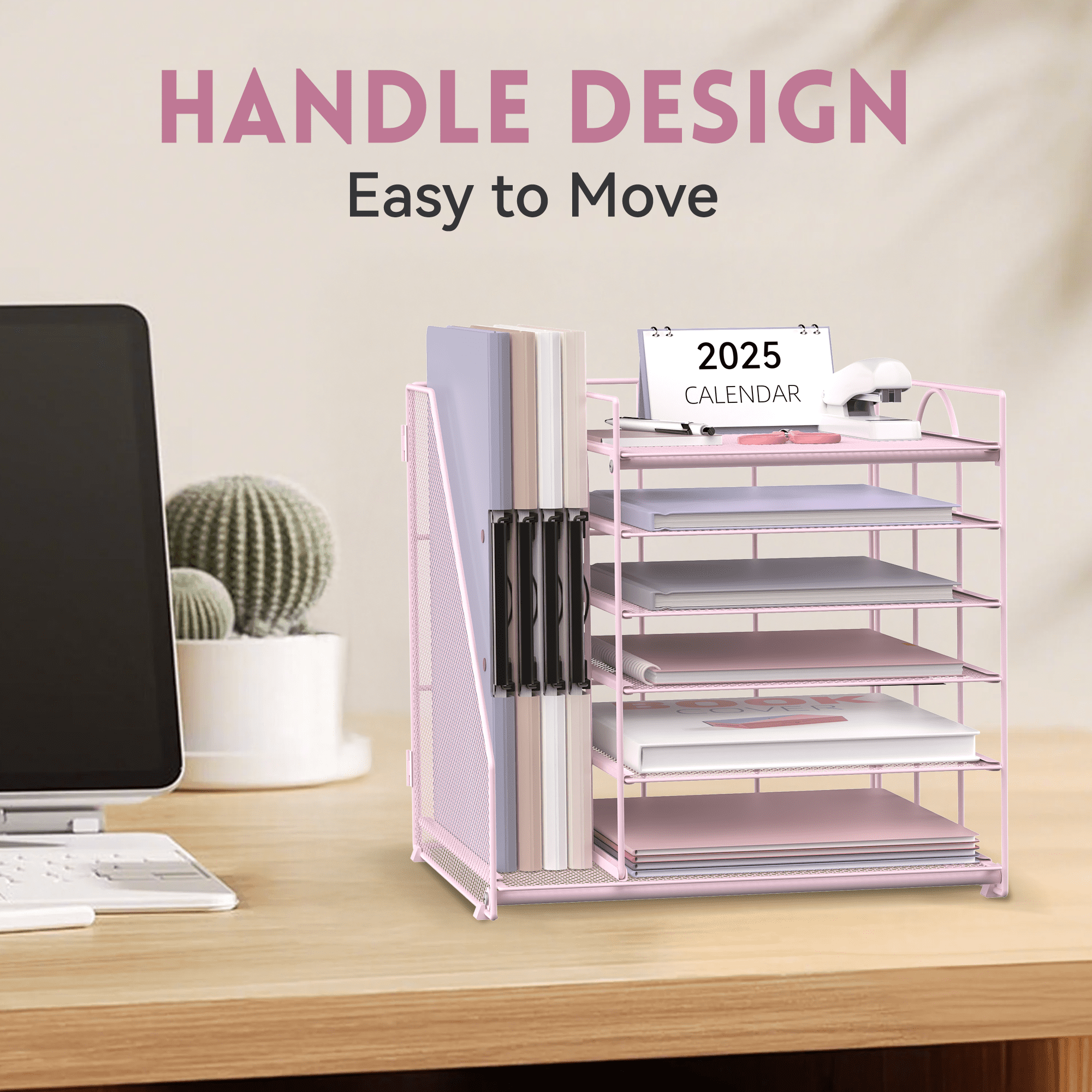 INTIGE 5-Tier Desk Organizer with File Holder, Paper Organizer with Letter Tray