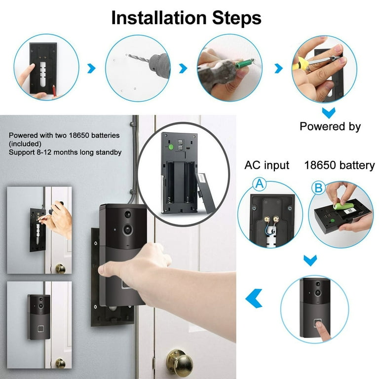 KIDSJOY WiFi Video Doorbell Chime, Smart 1080P Camera, IP65