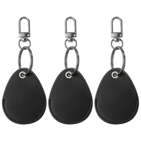 Uxcell Leather Key Fob, 3 Pack Leather Key Fobs DIY Keychain Holder for Home Office Keys, Black
