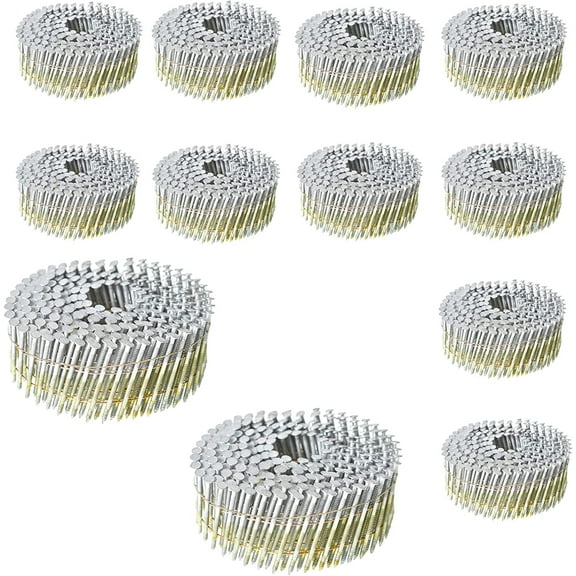 ALL-CARB 3600 Count Siding Nails 15 Degree 2-1/4 Inch x .092 Inch Collated Wire Coil Full Round Head Ring Shank Hot-Dipped Galvanized