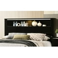 thumbnail image 2 of California King Size Bed W Shelf LED HB Black High Gloss Lacquer Solid wood 1pc Bed Bedroom Furniture Chrome Metal Legs, 2 of 6