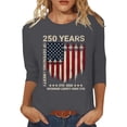 thumbnail image 2 of Trendfront Womens 250th Anniversary 3/4 Sleeve Tee American Flag Letter Crewneck loose fit Tops 4th of July Patriotic T Shirts Daily Wear, 2 of 4
