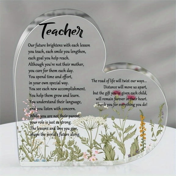 Ideal Teacher Keepsake Gifts - Heart Acrylic Paperweight With Message For Teachers Appreciation Or Christmas Gifts Birthday Gift Sentimental Gift Thank You Gift 4In