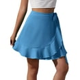 thumbnail image 2 of UKAP Ladies Skirts High Waist Mini Lace Up Boho Beach Blue S, 2 of 5