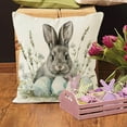 thumbnail image 4 of KCEHTA Easter Pillow Covers 18x18 Inch Farmhouse Rabbit Spring Floral Pillowcase for Couch Sofa Bed, 4 of 5