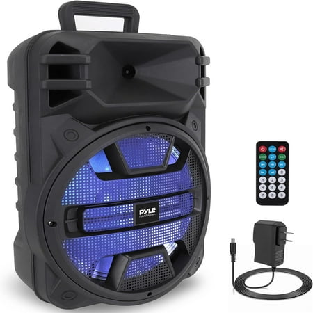 Bluetooth PA Speaker System - 600W Rechargeable Outdoor Bluetooth Speaker Portable PA System w/ Dual 8\u201D Subwoofer 1\u201D Tweeter Microphone In Party Lights USB Radio Remote -