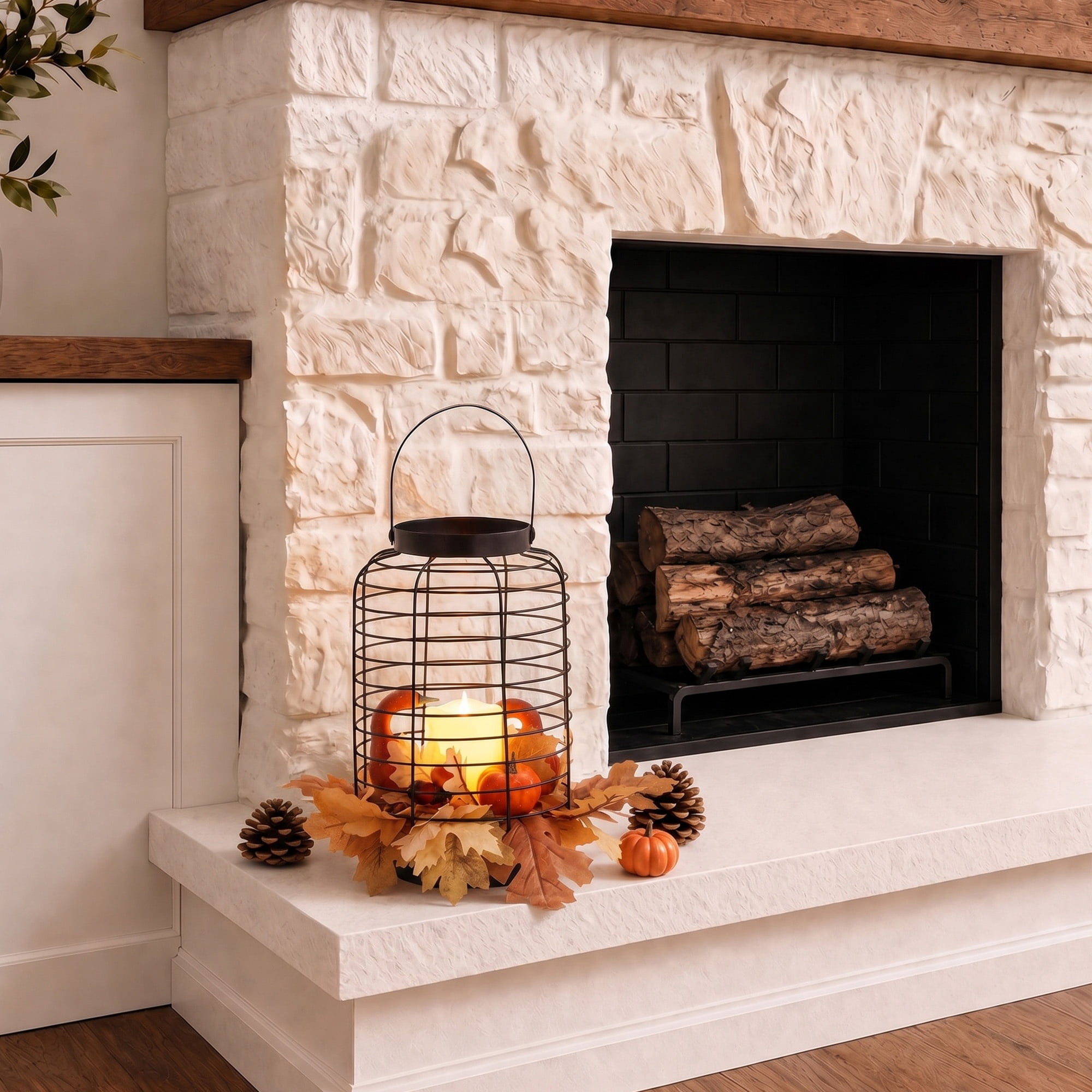 Light-Up Leaves and Gourds Lantern Decoration, Multicolor, 12", Fall by Way To Celebrate
