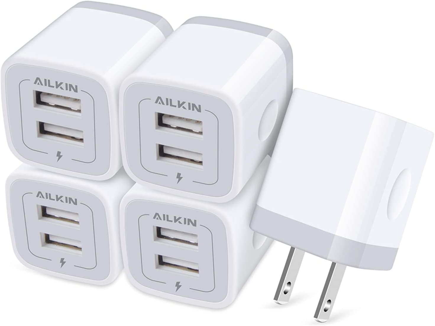RGHJAR-【5Pcs】 USB Plug, Wall Charger Fast Charging Block, Power Adapter Cube 2 Port Charge Travel Brick Cell Quick Chargers Box cargador for iPhone 17 16e 16 Pro Max 15 14 13 12 SE 11Pro Max Samsung