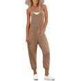 thumbnail image 3 of Ekouaer Jumpsuits for Women Sleeveless Spaghetti Strap Ribbed Overall Jumpsuit V Neck Summer Romper with Pockets 2024, 3 of 5