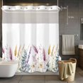thumbnail image 5 of Spring Floral No Hooks Shower Curtain with Snap-in Liner Watercolor Flower Lucky Eucalyptus Leaf Rustic Field Shower Curtains for Bathroom, Waterproof, Easy Install, Washable 72"x72", 5 of 9