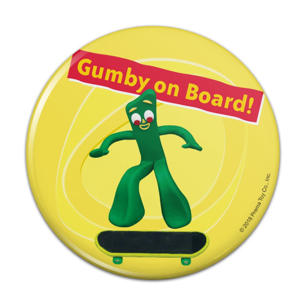 Gumby Be Flexible Stretching Yoga Pinback Button Pin 