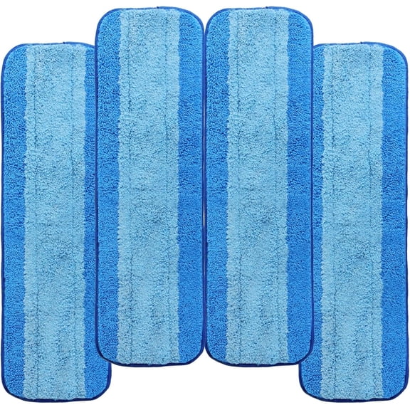 4 Pack Microfiber Cleaning Pads Compatible with Mop, 18-Inch Microfiber Mop Pads Hardwood & Hard Surface Floors, Machine Washes
