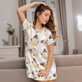 thumbnail image 3 of Yiaed Cute Bee Gnome Print Women's Loose-Fit Short Sleeve Nightgown, Soft and Comfortable Sleep Dress for Relaxation and Sleepwear, 3 of 6