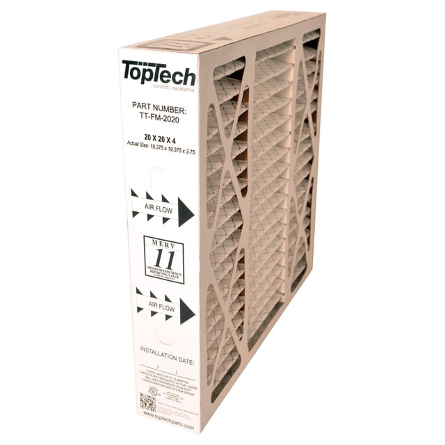 TopTech TT-FM-2020 Listo para usar TechPure TTFM2020 Filtro de aire 20x20x4 Cartucho OEM Top Tech 20 por 20 por 4 pulgadas Horno MERV 11 Portador TT-MAC-2122 TT-MAC-2020