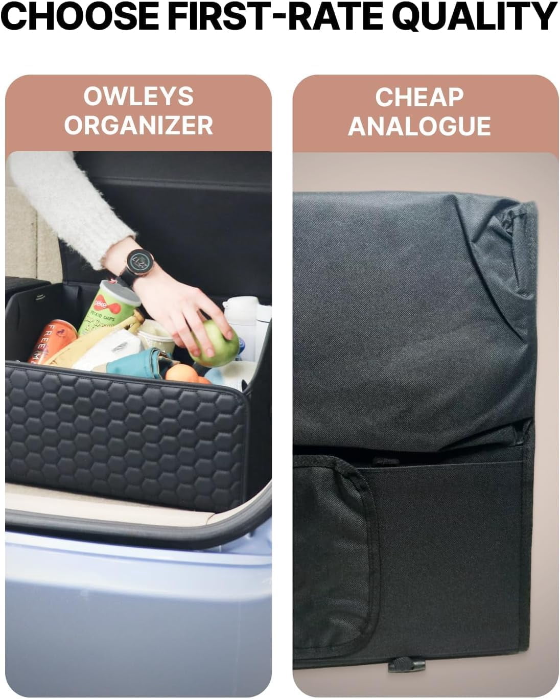 Owleys Trunk Organizer Eco-Leather Foldable Black with Lid 1 Piece 17.7"