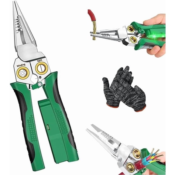Seeses 8 in 1 Wire Stripper, 2025 New Seese Electrical Pliers, Multi-Functional Electrical Pliers for Stripping, Splitting, Looping, Voltage Testing, Cutting Wires & Opening Cables