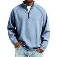 thumbnail image 2 of Dwellite Waffle Quarter Zip Pullover Shirts for Men Long Sleeve Collared Blouses Big and Tall Sweatshirts Light Blue L, 2 of 7