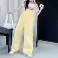 thumbnail image 5 of Coerni Girls Cargo Bib Overalls Solid Trendy Baggy Wide Leg Jumpsuit Kids Casual Jumpers with Pockets Adjustable Straps, 5 of 6