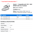 thumbnail image 2 of Starter 1 - Compatible with 1999 - 2002 INFINITI G20 2.0L 4-Cylinder - Autopart Premium, 2 of 2