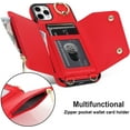 thumbnail image 5 of for iPhone 12 Pro Max Case Wallet with Strap for Women,Crossbody Lanyard and Wristlet Strap,Zipper Pocket,Credit Card Holder,Ring Stand,RFID Blocking Phone Wallet Case(6.7 inch,Red), 5 of 18