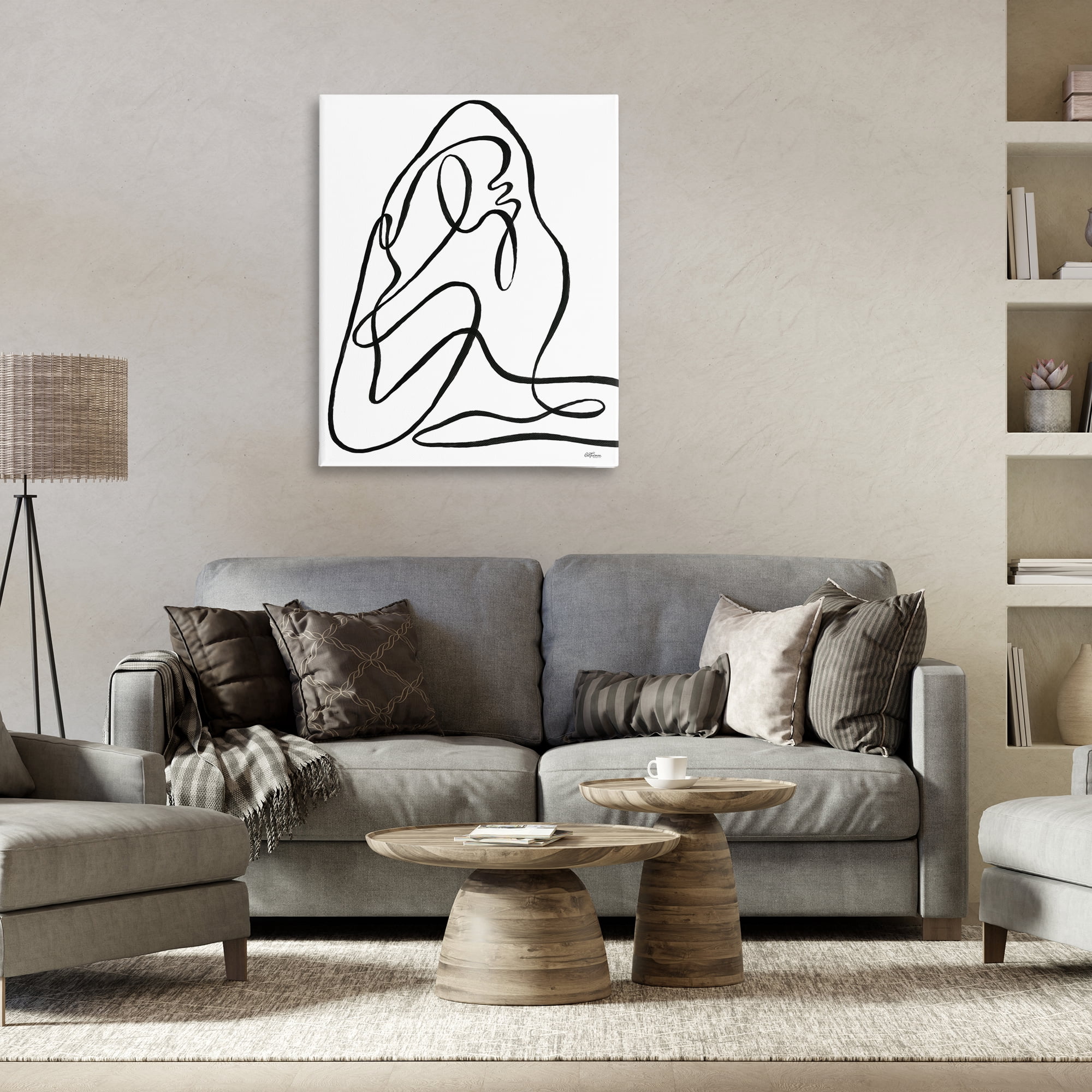Stupell Industries Continuous Line Doodle Abstract Painting Gallery Wrapped Canvas Art Print Wall Art, 30 x 40