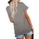 thumbnail image 3 of Blusa con cuello en V Manga corta Costuras de guipur Blusa ajustada suelta Camisa superior para mujer Verano Gris L, 3 of 5